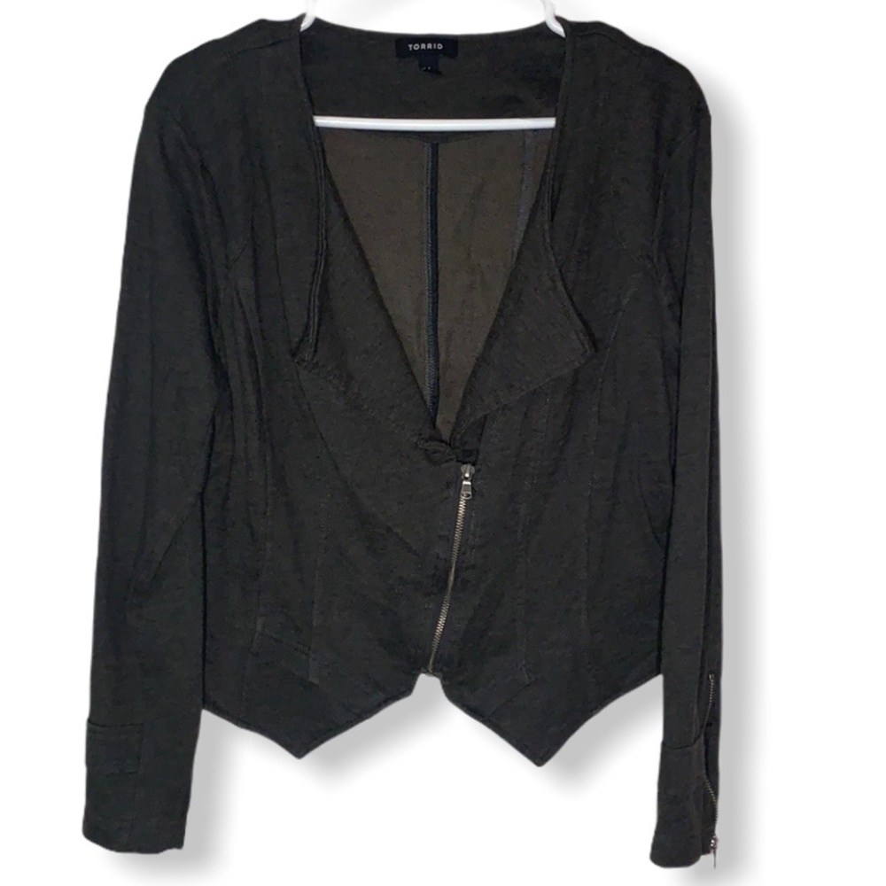 Torrid gray drape cropped plus size blazer jacket